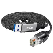 Flat USB to Ethernet Cable 25 FT USB 3.0 A to RJ45 Thin Cord Directly Connect...