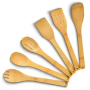 Catzon 6 Pcs Bamboo Spoons for Cooking Non-Stick Lightweight Spatulas