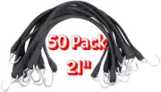 Pack of 50 Tarp Straps for Flatbed Trailers, 21" Long Natural Rubber Bungee C...