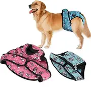 Dog Physiological Pants, Female Nappies 2pcs Soft Breathable Nappy Washable Period Pants Sanitary Dog Diapers Adjustable Pet Underwear Panties Shorts for Dogs Pets (M)