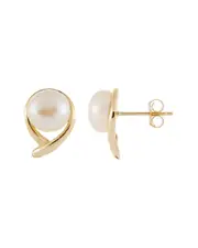 Splendid Pearls 10k 7-7.5mm Pearl Button Earrings