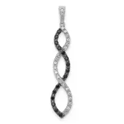 Solid 14k White Gold 1/4ct. BlacK and Simulated CZ Twisted Pendant