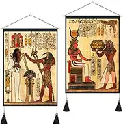 KIKIDOR Pack of 2 Egyptian Tapestry Ancient Pharaohs Hieroglyphic Cool Mythology Egypt Gods Carvings Historical Abstract Inspiring Esthetic Wall Hanging Dining Room Living Room Dorm Decor 19.7*13.8