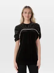 Black Crystal Velvet Top