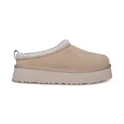 UGG TAZZ SAND SUEDE LINED SHEARLING MULE PLATFORM WOMEN'S SLIPPERS SIZE US 6 NEW