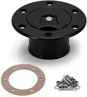 PQYRACING Billet Aluminum Aircraft Style Fuel Cell Gas Cap with 6 Hole Anodized