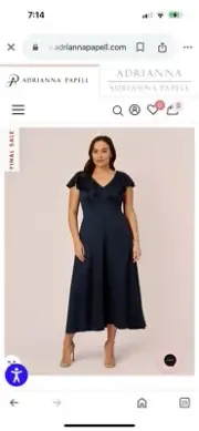 Adrianna Appel Satin Crepe Ruffled Jumpsuit Navigate Size 16W NWT