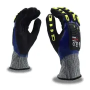 Cordova 3726TPRL Tuf-Cor Impact Gloves, 13-Gauge HPPE/Glass Fiber Shell, Blue Ni