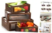 4 Pcs Wooden Nesting Countertop Baskets 4 Size Wooden Storage Big Dark Brown