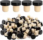 Fasmov 100 Pack T-Shape Cork Stoppers, T-shaped Stopper Cork Wine Stopper Bottle Stoppers Reusable Wine Sealing Stopper, Wine Bottle Corks Plugs for Wine Beer Glass Bottles, Black