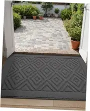 Front Door Mat for Entryway, 24x36 Washable Entry Rugs with 24"x36" Dark Grey