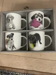 SET (4) BIA CORDON BLEU PUPPY LOVE 13oz. COFFEE MUG TEA CUP NEW