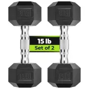 Hex Dumbbell Rubber Encased Strength Training, Hand Weight For Workout & Exer...