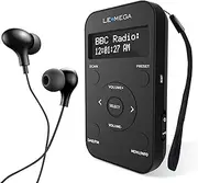 LEMEGA PR1L Pocket DAB Radio, FM Radio, Portable DAB+ Radio, Includes Headphones, Rechargeable Battery, 20 Memory Slots, LCD Display, Sports DAB Radio with Lockable Switch. Black