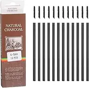 uxcell Willow Charcoal Sticks, 4-5mm Willow Charcoal Pencils Soft Sketch Vine Art Supplies Set for Drawing Sketching Shading Painting Artists Beginners (Black, Pack of 12)
