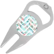 Floral Chevron Pattern Golf Ball Marker Divot Repair Tool Bottle Opener
