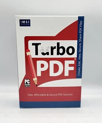 TurboPDF Create/Edit/View/Secure/Share PDFs NEW, SEALED Retail Box
