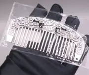 Pure S999 Fine Silver 999 Comb Lucky Blooming Plum blossom Comb 60-61g 3.89in L