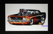 Muscle Machines Print Art Poster 1965 Ford Flamed Mustang Rohan Day 11" by 17"