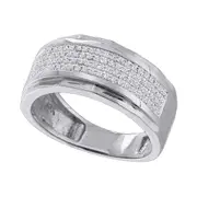 14k White Gold Round Diamond Pave Band Ring 1/3 Cttw