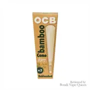 OCB King Size Unbleached Bamboo Pre-Rolled Cones - 3 Cones per Pack OCB