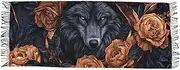 [AIXIWAWA] Women's Pashminas Scarf Rose and Wolf Print, Shawls Wrap Lightwight with Tassel for Evening Dress Dinner Party, Multicolor