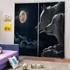 cool wolves howling in the morningPrinting 3D Blockout Curtains Fabric Window