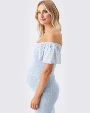 Selma Shirred Dress Pale Blue