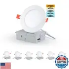 Temgin 6 Pack 5inch 5CCT Led Recessed Light with Junction Box, 2700K-5000K Se