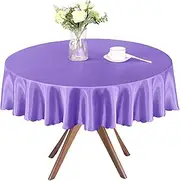 Homiest 1 Pack 60 Inch / 5ft Round Tablecloth Satin Table Cover, Light Purple Table Cloth Overlay Bright Table Decorations, Silky Satin Dining Table Cloths for Wedding Reception Graduation Banquet