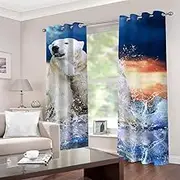 Blackout Curtains for Bedroom Animal Polar Bear 2 x W132cm x D183cm Thermal Insulated Blackout Curtains Heat and Full Light Blocking Curtains Window Drapes for Living Room 2 Panels Set