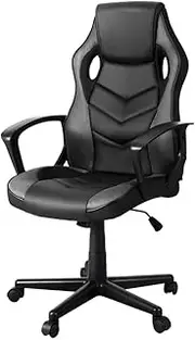 Artiss Gaming Chair, Ergonomic Office Racing Chairs Height Adjustable Leather Computer Desk Seat with Lumbar Support Footrest and Recline, High Back and 360°Swivel Seating Grey for Executive Home