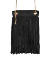 Saint Laurent Grace Small Fringed Hobo Bag in Lambskin and Suede