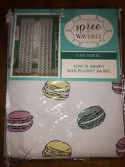 Waverly "Life is Sweet" Macaroon Print Rod Pocket Panel Window Curtain 42" x 63"