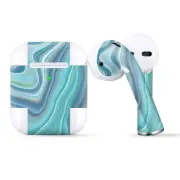 Skins Wraps compatible for Apple Airpods Blue Glass Marble Stone Geode