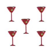 Red Martini and Olive Beverage (5-Pack) Iron On Patch
