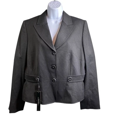 Tahari Women's Charcoal Gray Derwin Blazer Size 14 Classic Suiting Career Office