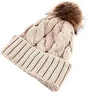 [DEARMAMY] Female Fashion Warm Knitted Horsetail Hat Hat Beanies Hats One Size Fits Beige