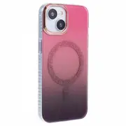 For iPhone 13 6.1 inch Case Glitter Gradient Big Rear Lens Hole Cover Compatible with MagSafe - Red