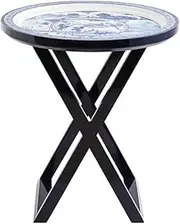 Side Table Side Table with Painted Tabletop, Small End Table Accent Table for Living Room, Bedroom, Balcony, Office, Modern Solid Wood Side Table Bedside Table Home Decor End Tables Living Room(Blue)