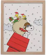 Peanuts Snoopy Santa Flying Ace Christmas Framed Wood Wall Decor - Fun Snoopy Ho