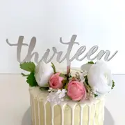 Acrylic Silver 'Thirteen' Birthday Cake Topper