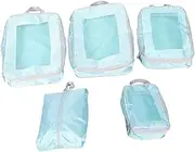 Baluue 5pcs Set Travel Storage Bag Set Travel Bag Packing Cubes Compression Packing Cubes for Suitcases Suitcase Accessories Light Green Polyester
