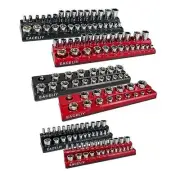 6-Piece Magnetic Socket Organizer Set, 1/2", 1/4" and 3/8" SAE & Metric Deep &