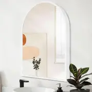 Arch Wall Mirror Bathroom Mirror White Metal Framed Mirror, Arched Metal Wall Mo