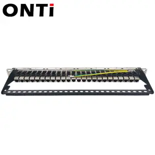 ONTi 直通型網路跳線架 24埠 遮罩直通網絡適用於Cat5e Cat6 Cat6A Cat7 180度網路資訊插座