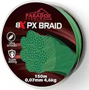 Paradox Fishing 8 x PX Braided Fishing Line, Green, 150 m, 0.07 mm, 4.6 kg, Braided Fishing Line, Tight Braided