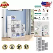 XL Lightweight Plastic Shoe Storage Containers - 12 Stackable Drawers in White