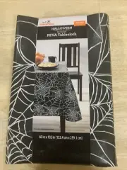Halloween Rectangle Peva 60x102 Tablecloth. New ! Spider Webs ! Spooky !
