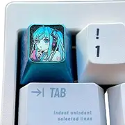 KEYOTIM Titanium Alloy Mechanical Keyboard keycaps,Customized Colored Titanium Alloy Metal keycaps (Miku)